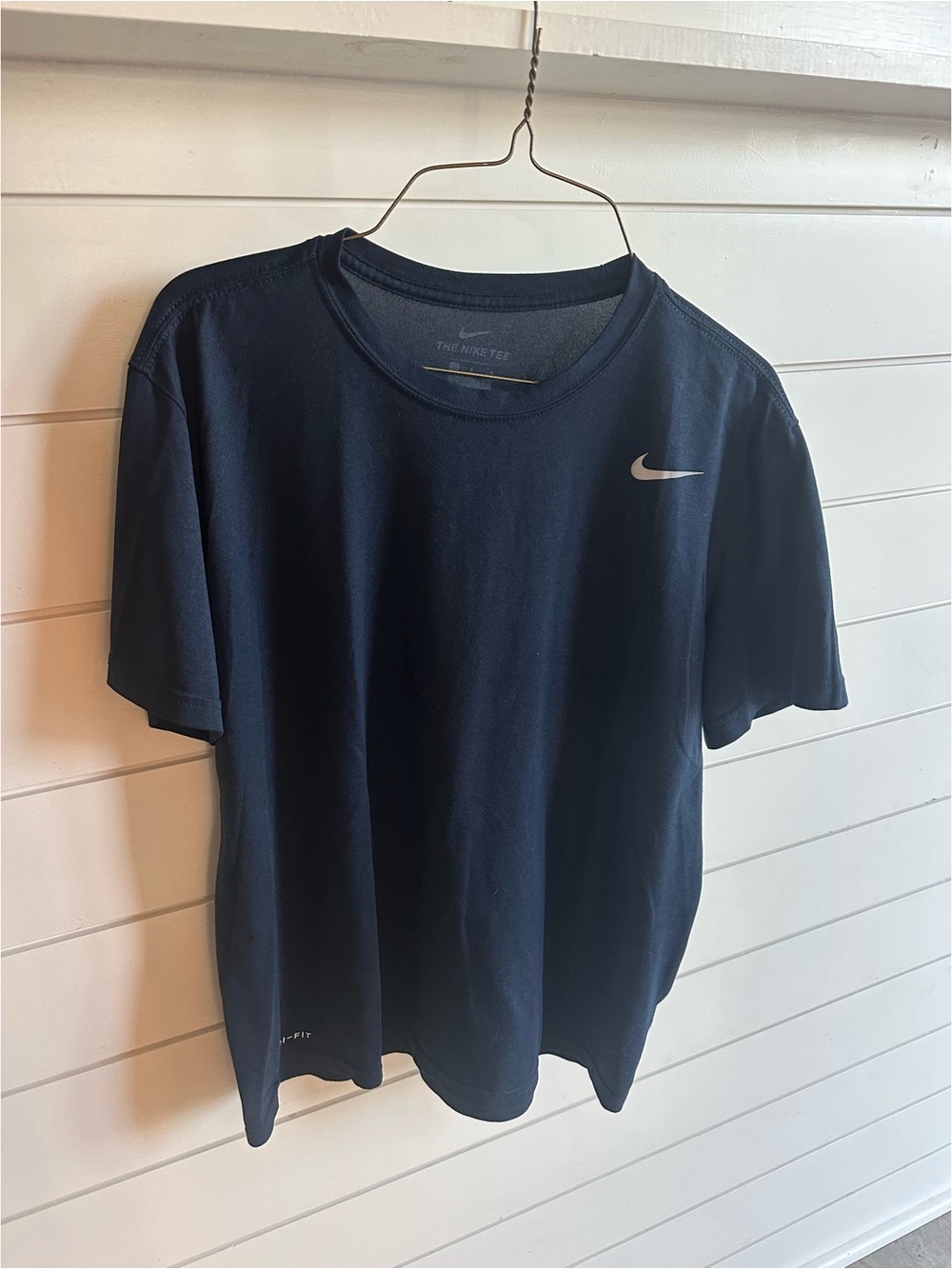 Nike Men's Dark Blue Short Sleeve Crew Tee with Swoosh